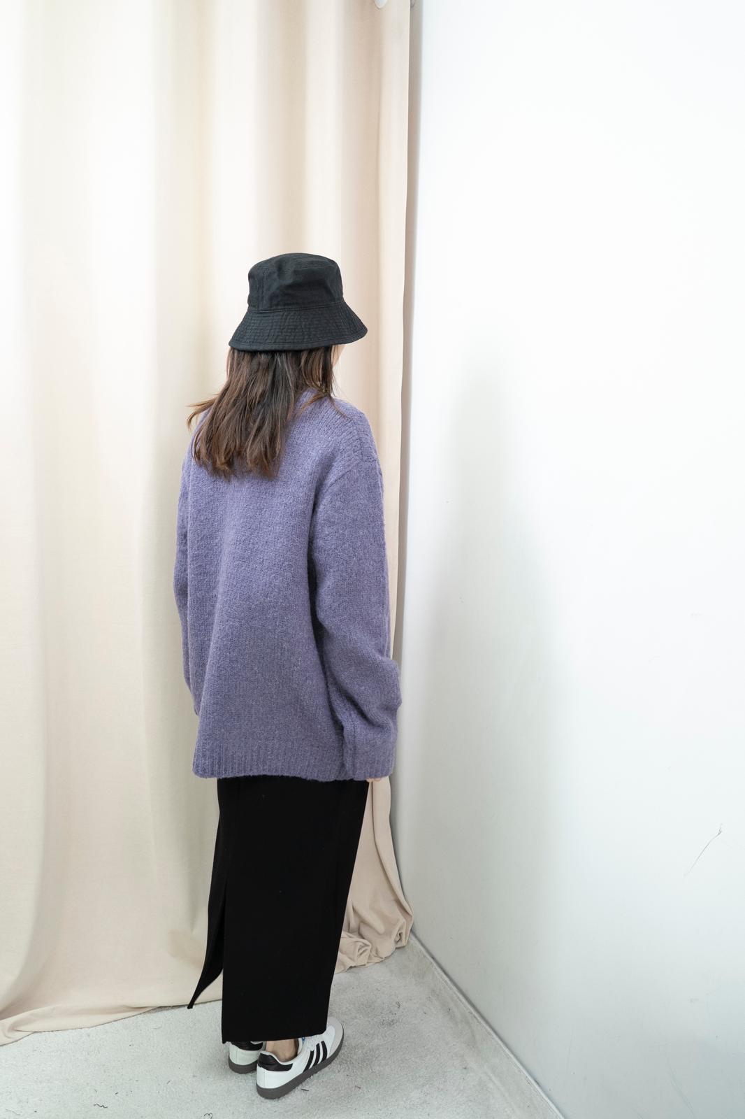 排扣造型大冷衫（紫色）