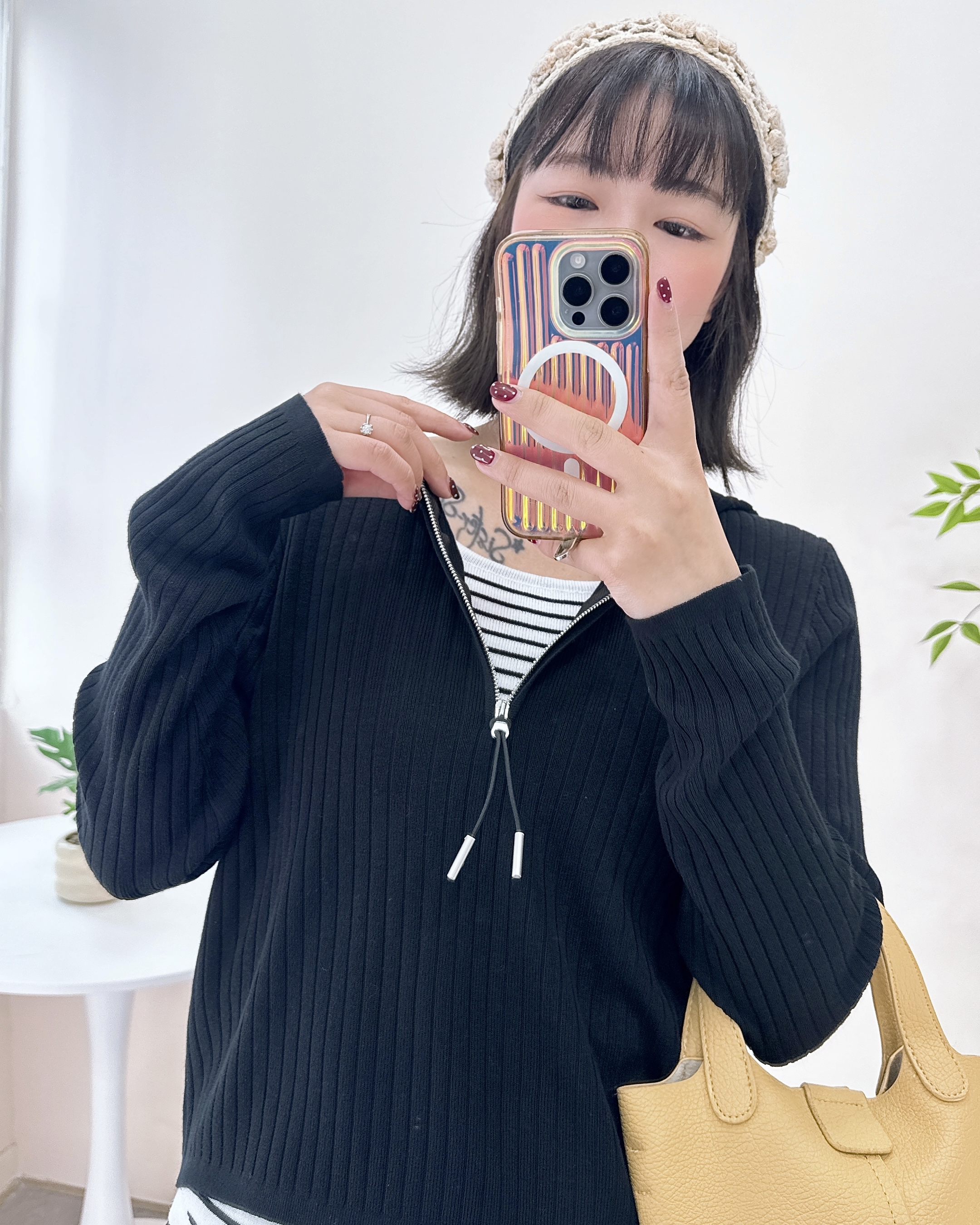 初春親膚假兩件連帽上衣 3色