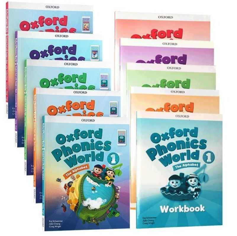 Oxford Phonics World 5+5 牛津自然拼讀教材｜5 books + 5 workbooks｜點讀版