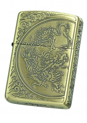 Zippo - ZBT-3-33A / ZA-3-33A 日版 Aromr®祥龍盤云 幸運龍-古銅金(加厚版)（拉絲鍍銅）