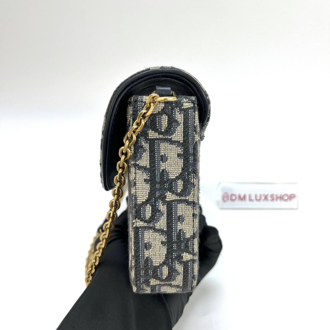 Dior Blue Oblique Montaigne Pouch W/Chain GHW