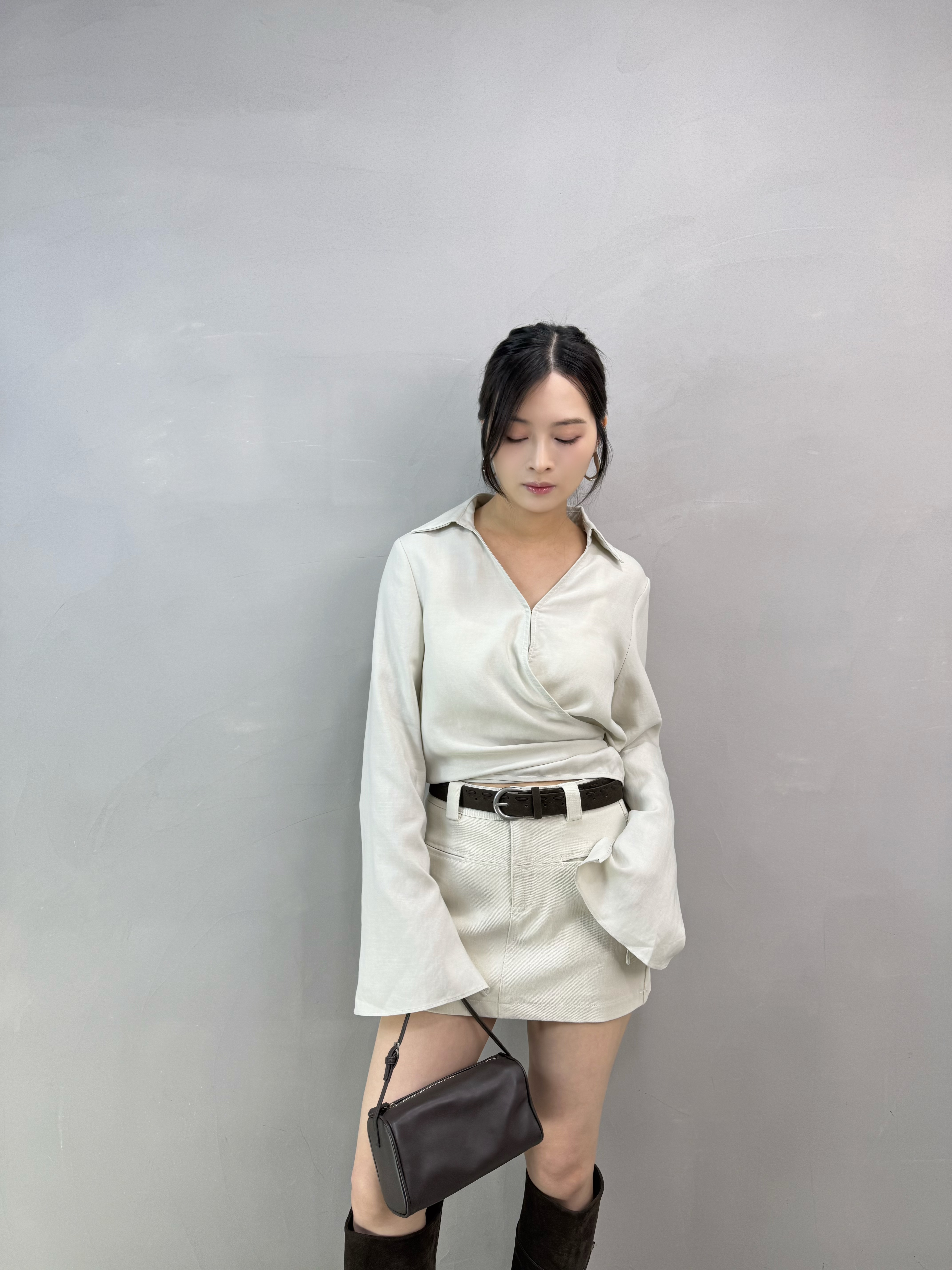 B15 連Belt中腰裙褲