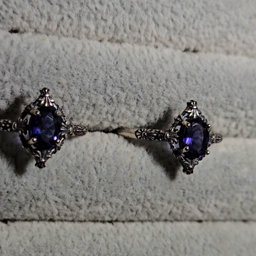 Iolite rings in adjustable sterling silver - JW35