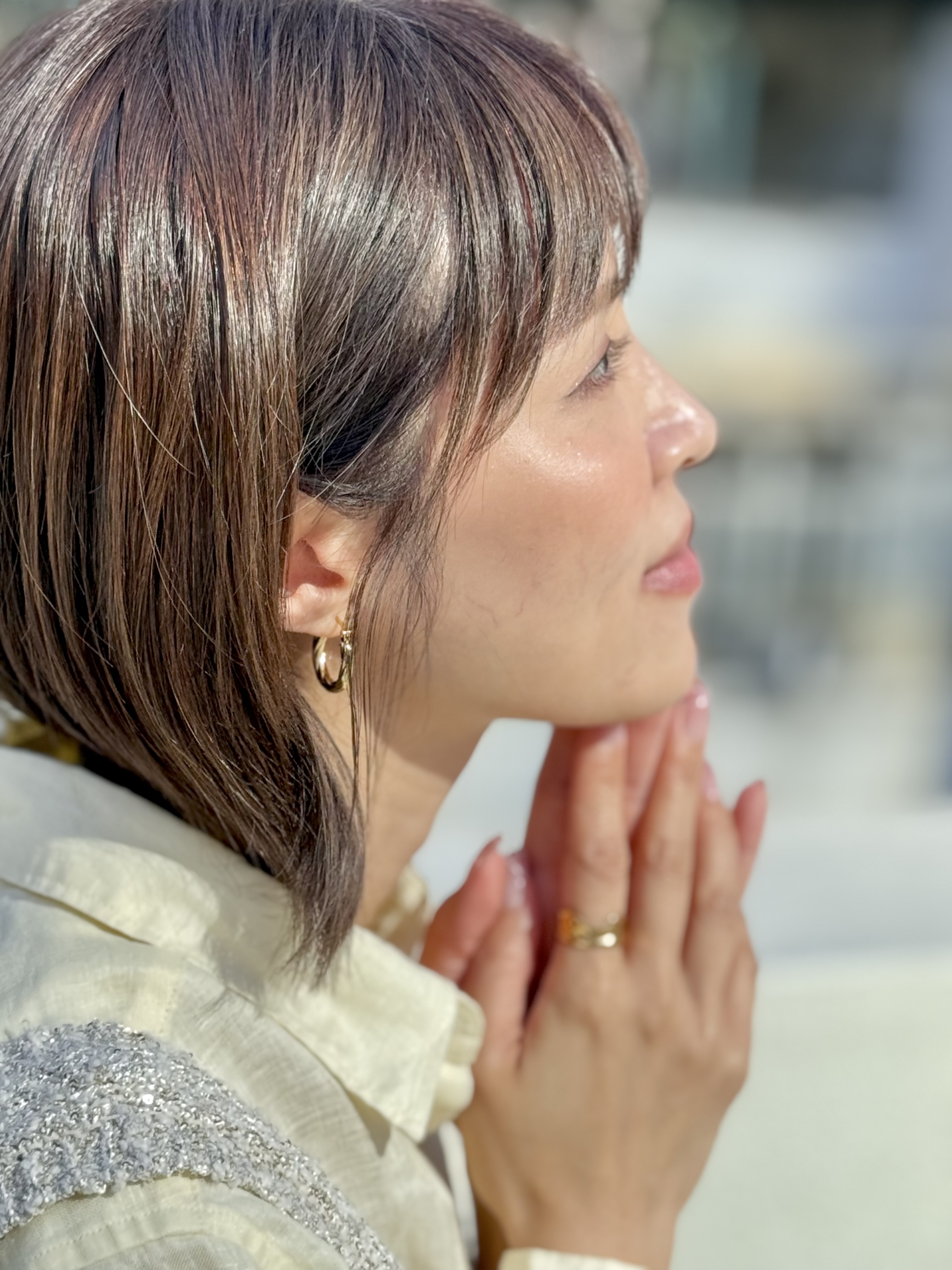 Gold circle stainless earring