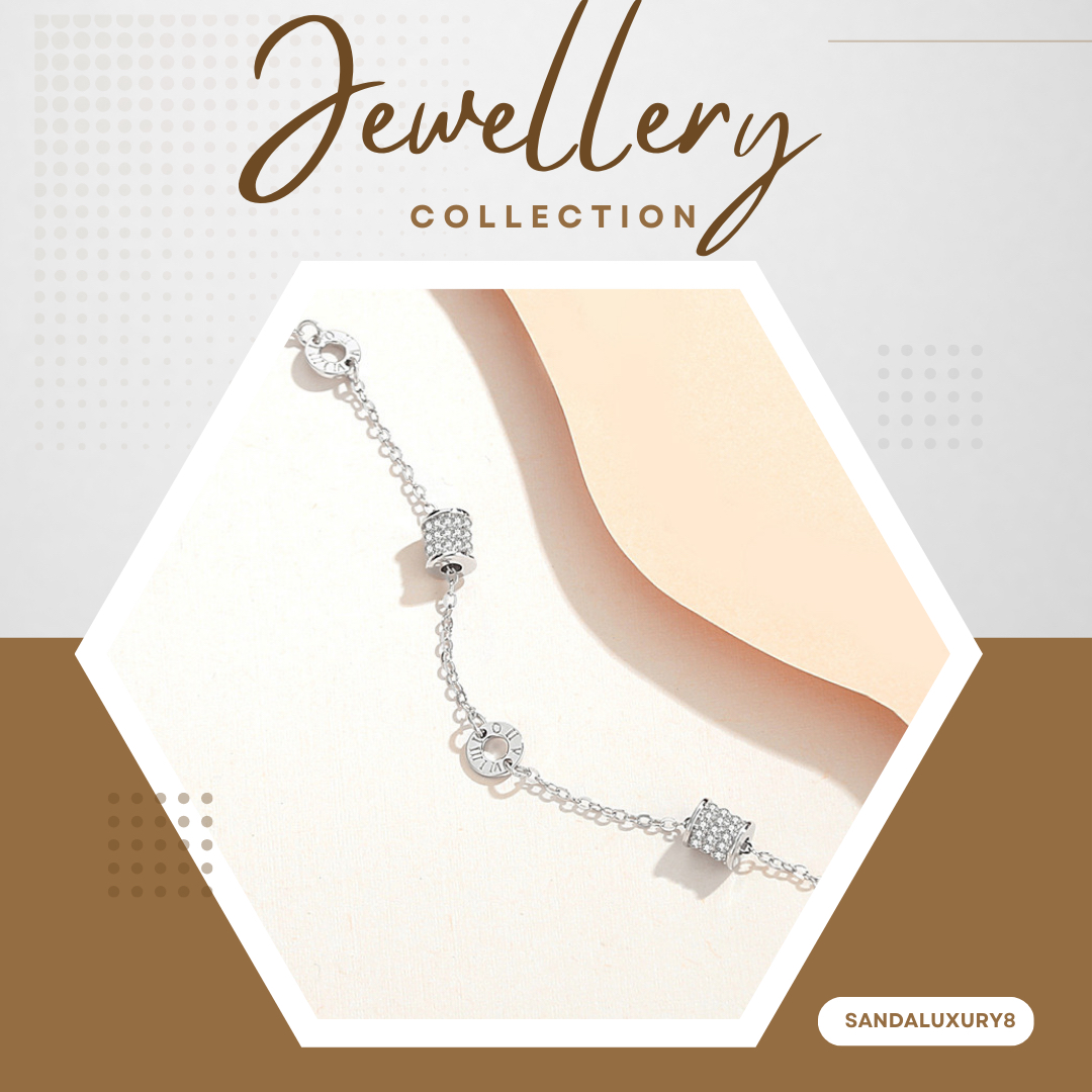 Silver Chain Bracelet with Diamond-like CZ Stones  - Luxury Jewelry Collection