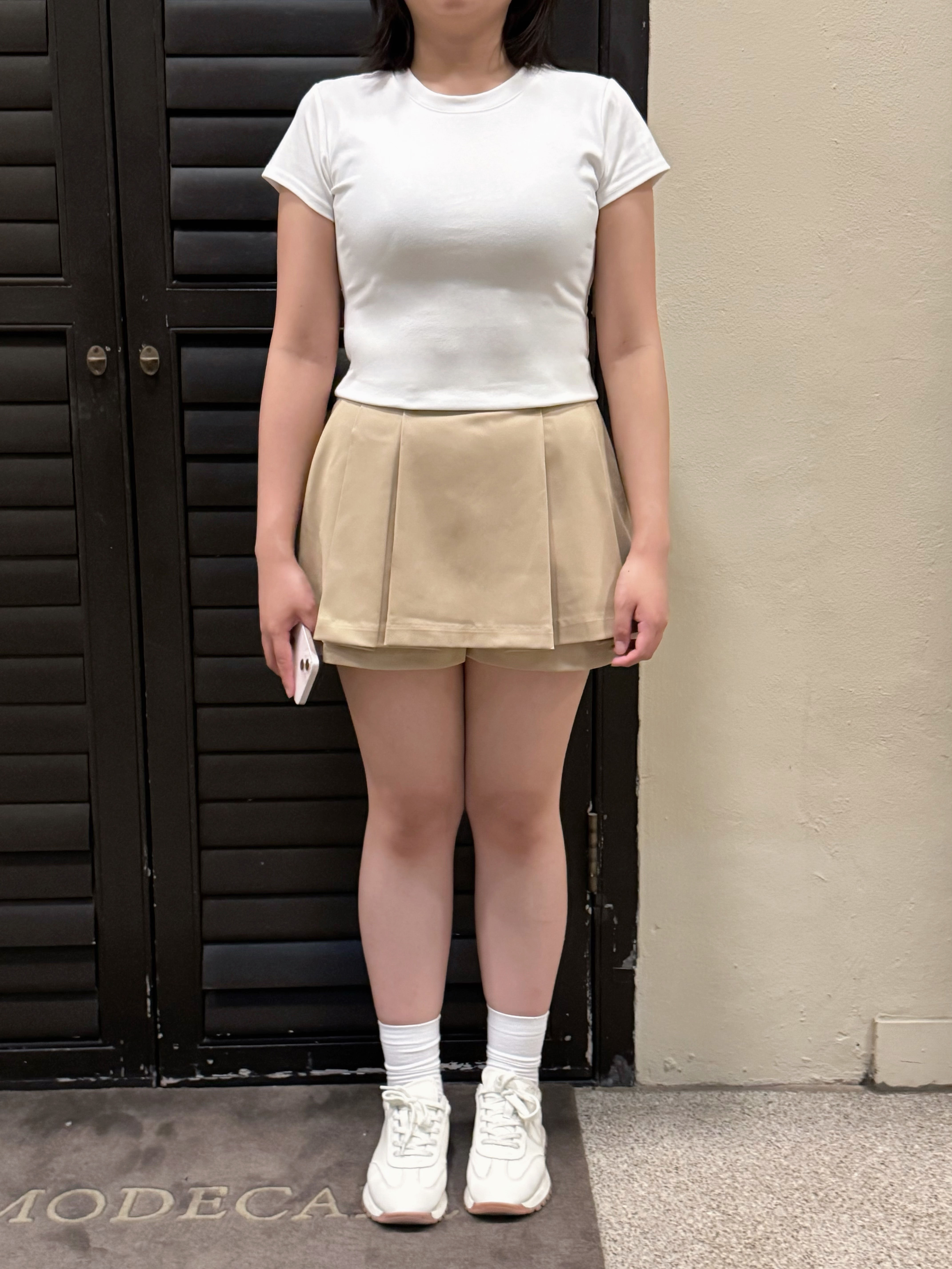 半橡筋百褶短裙褲(四色入)