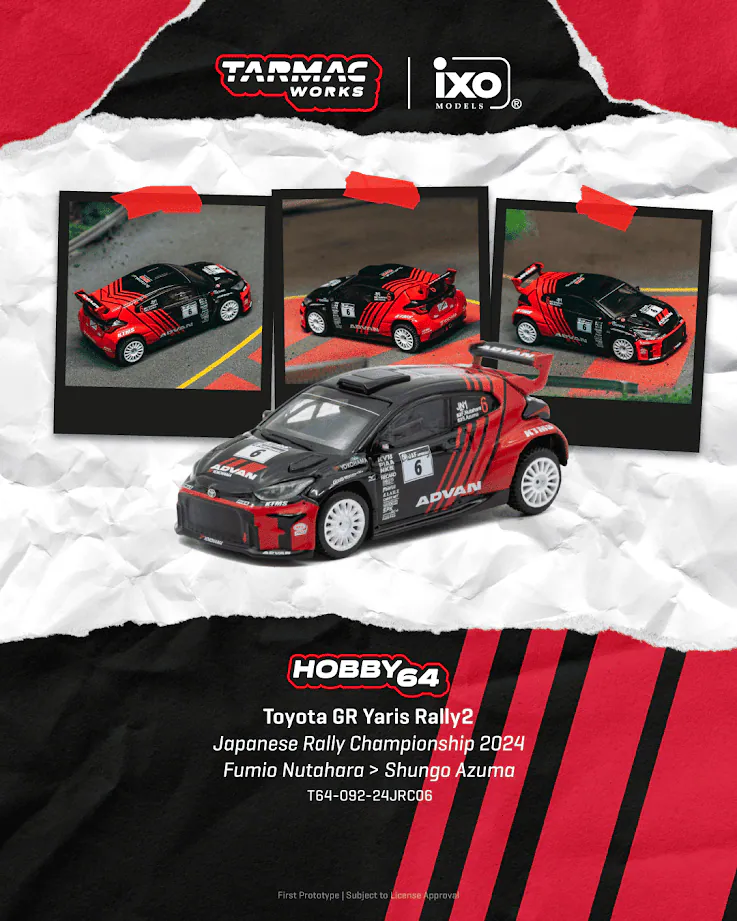 預訂 Tarmac Works 1/64 ( T64-092-24JRC06 ) Toyota GR Yaris Rally2 Japanese Rally Championship 2024 Fumio Nutahara / Shungo Azuma｜ 預訂優惠價 Pre-Order Price: HK$145