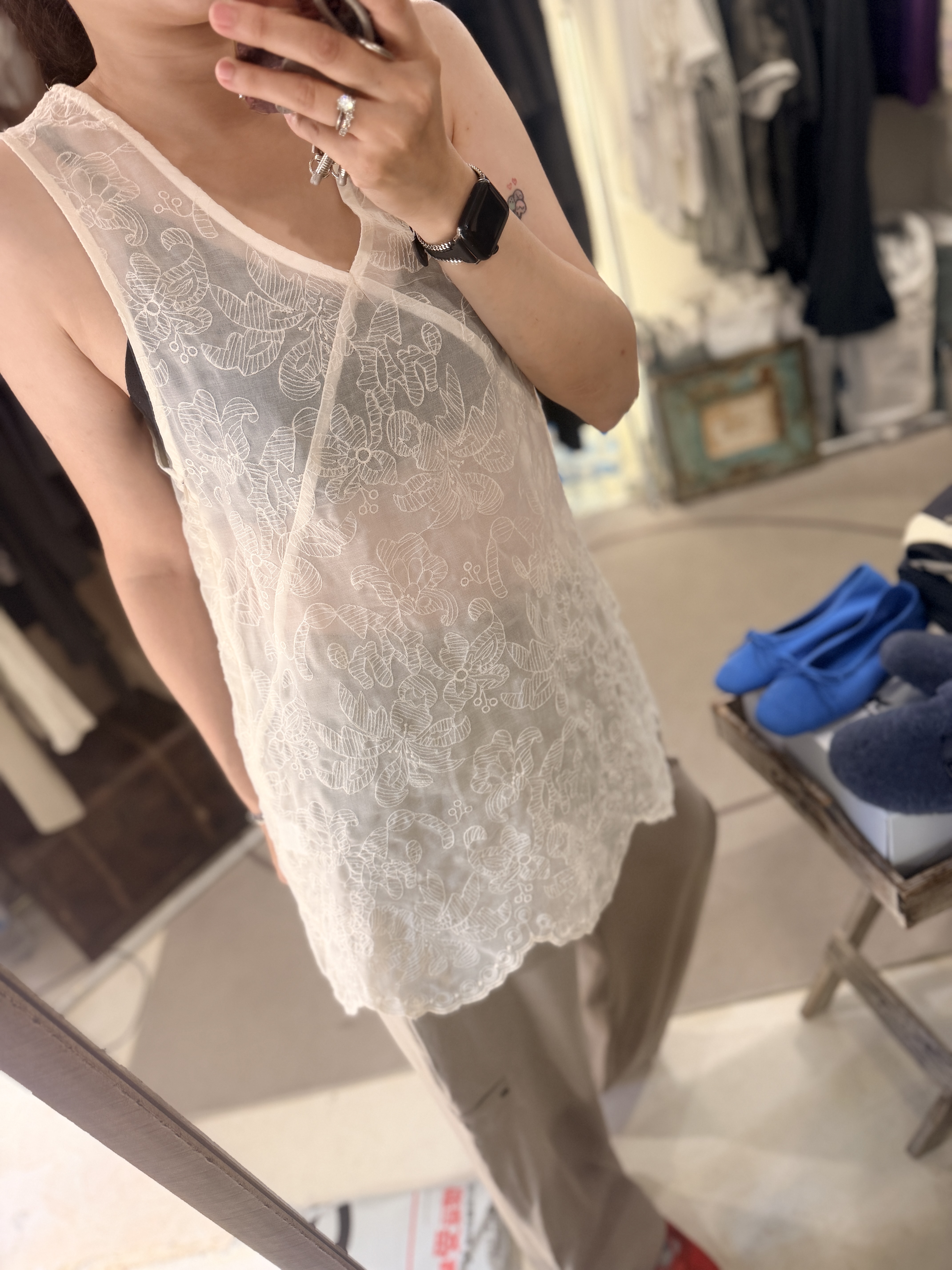 Embroidery deep v see-though dress