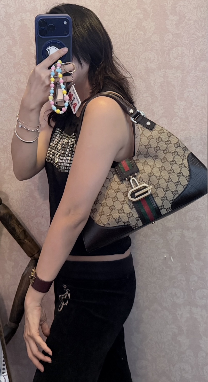 Vintage gucci jackie bag gold gg logo lock 
