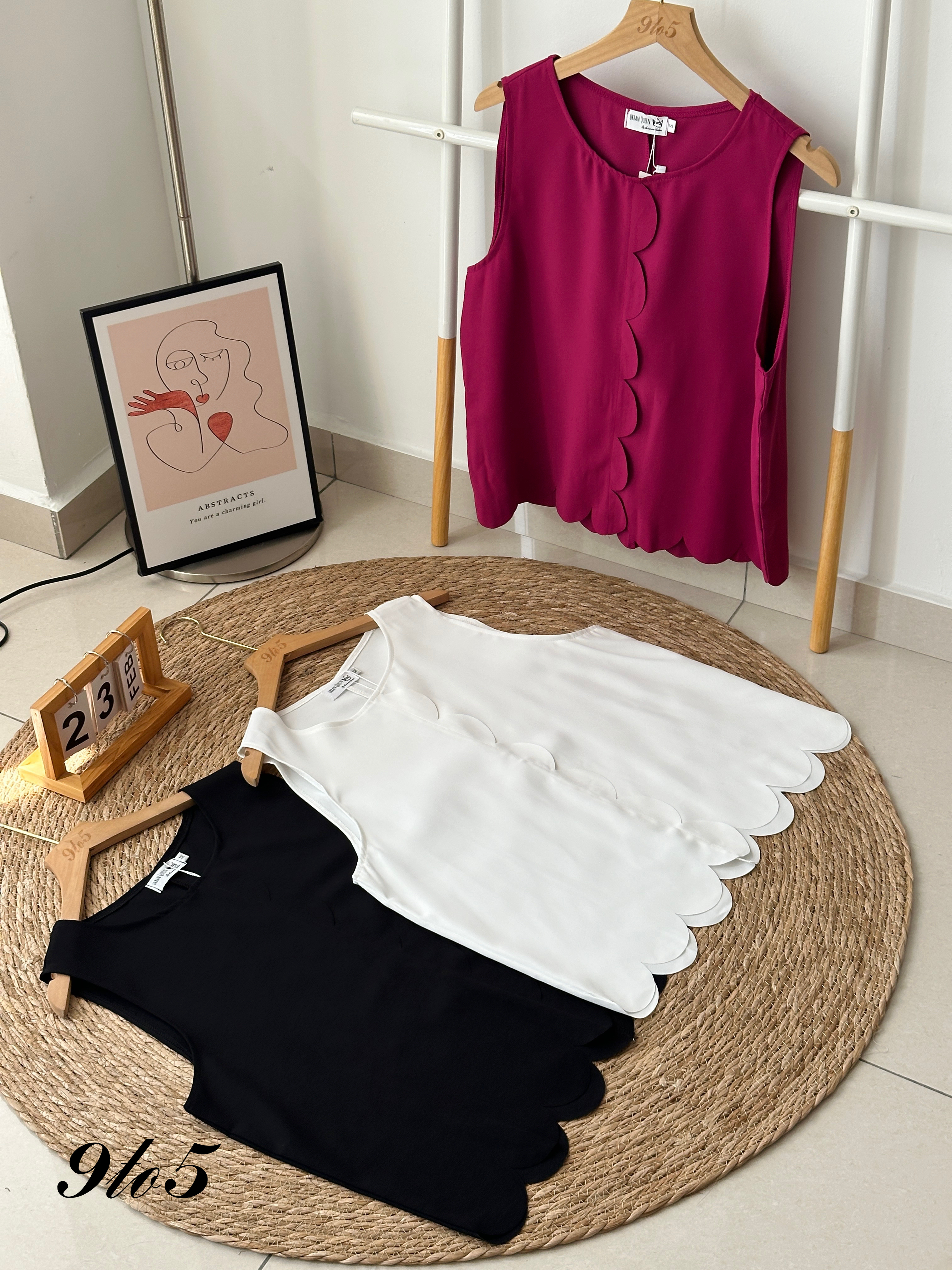 T3963 Sleeveless Wavy Top - 3 Colors