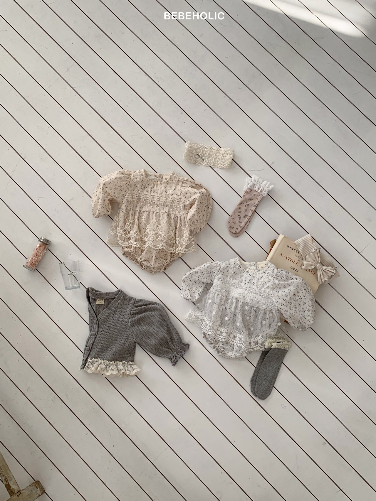 🌸預訂 韓國直送🌸🇰🇷BEBEHOLIC兩色碎花蕾薄紗長袖包屁裙