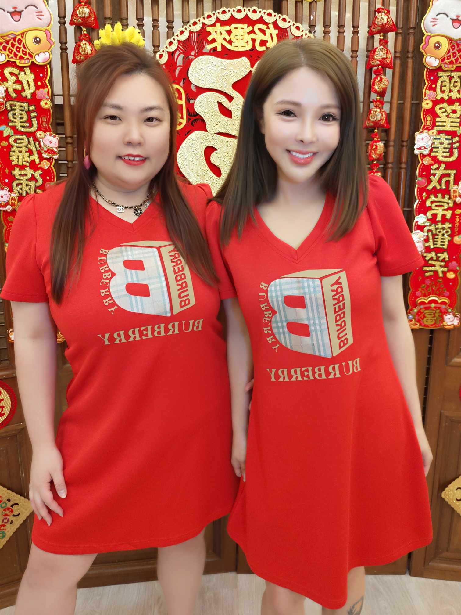 DB04 TW#5881 V领BUBERRY字母连衣裙