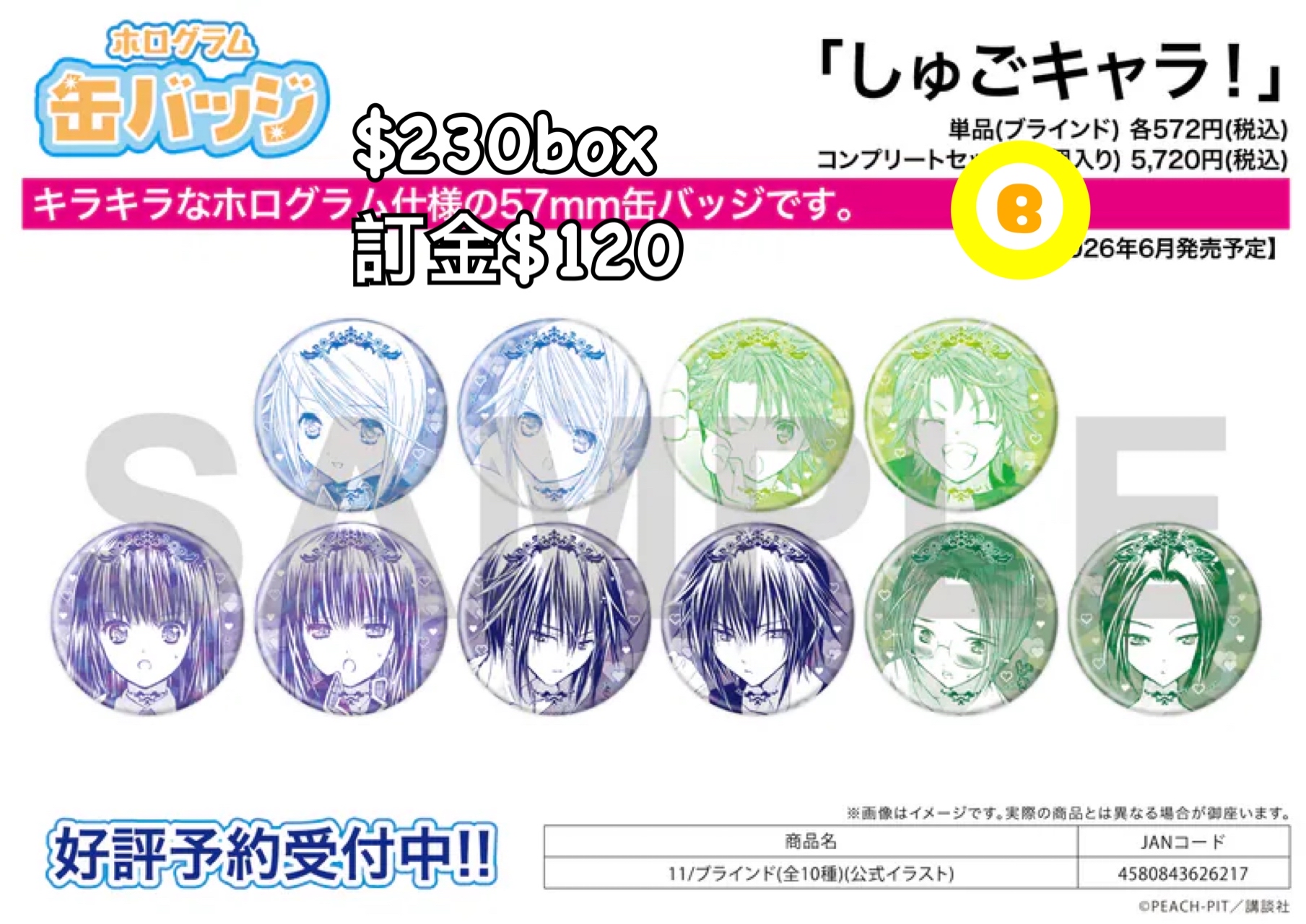 Preorder預訂6/2026年守護甜心 襟章原盒