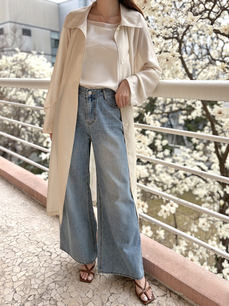 Silky Belted Trench Coat (Ivory)