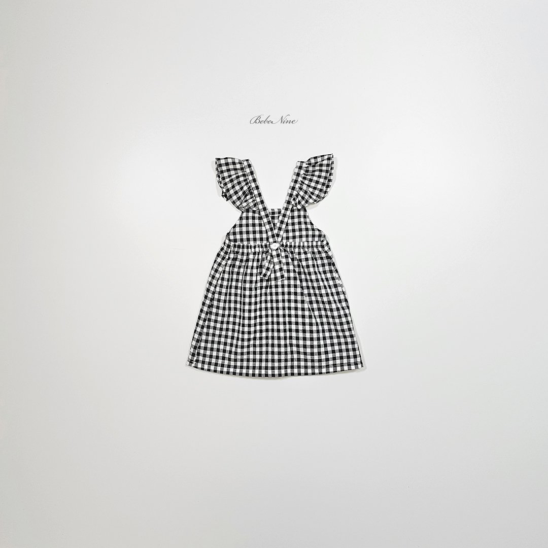 ☀️預訂 韓國直送☀️🇰🇷Bebenine兩色格紋荷葉邊純棉吊帶連身裙