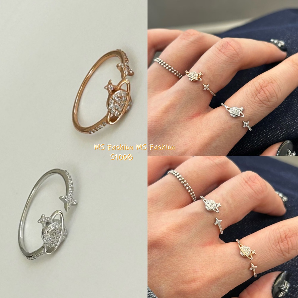 S1008 韓國🇰🇷S925閃石UFO前開口戒指