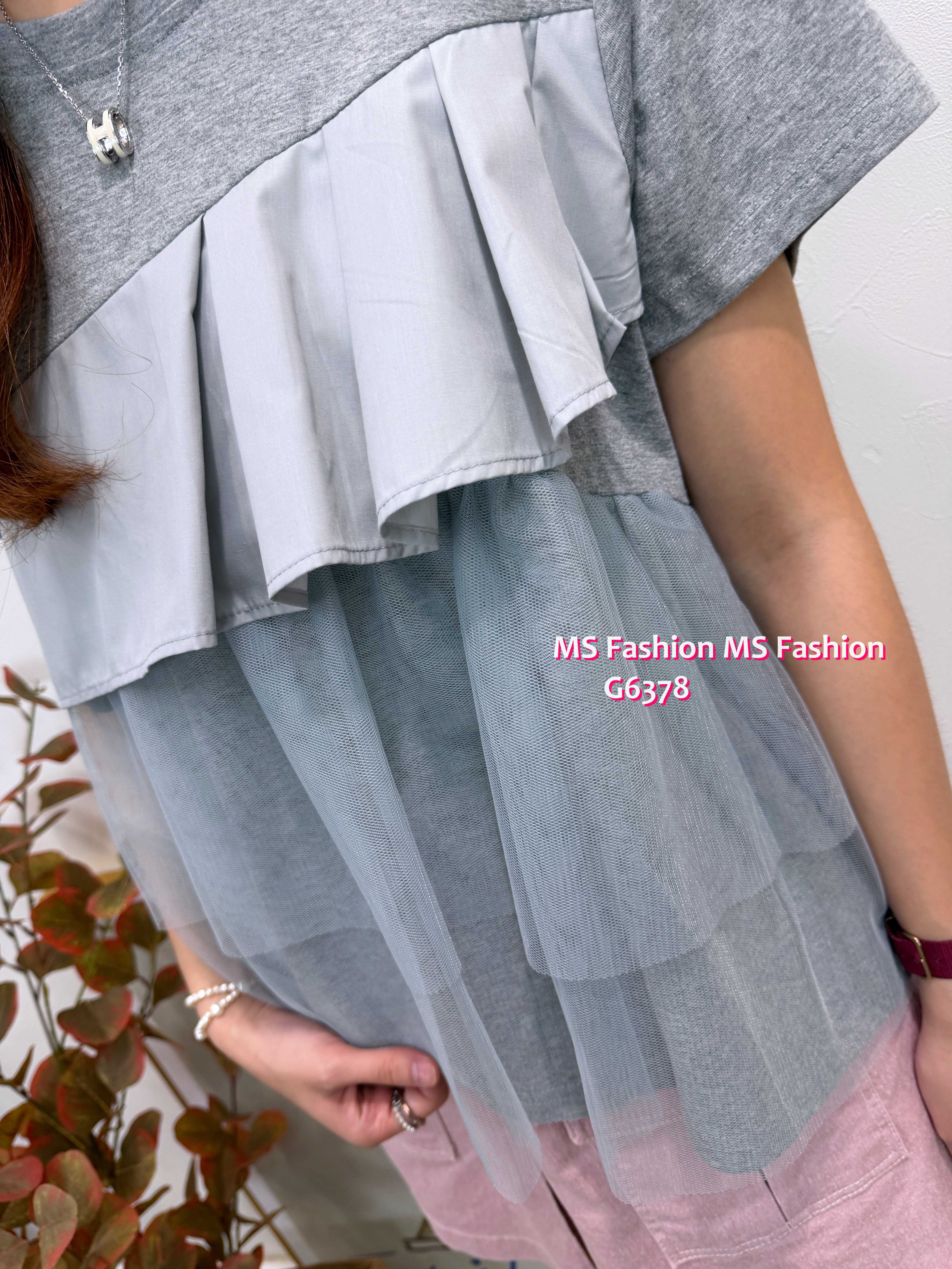 G6378 淨色ruffle top