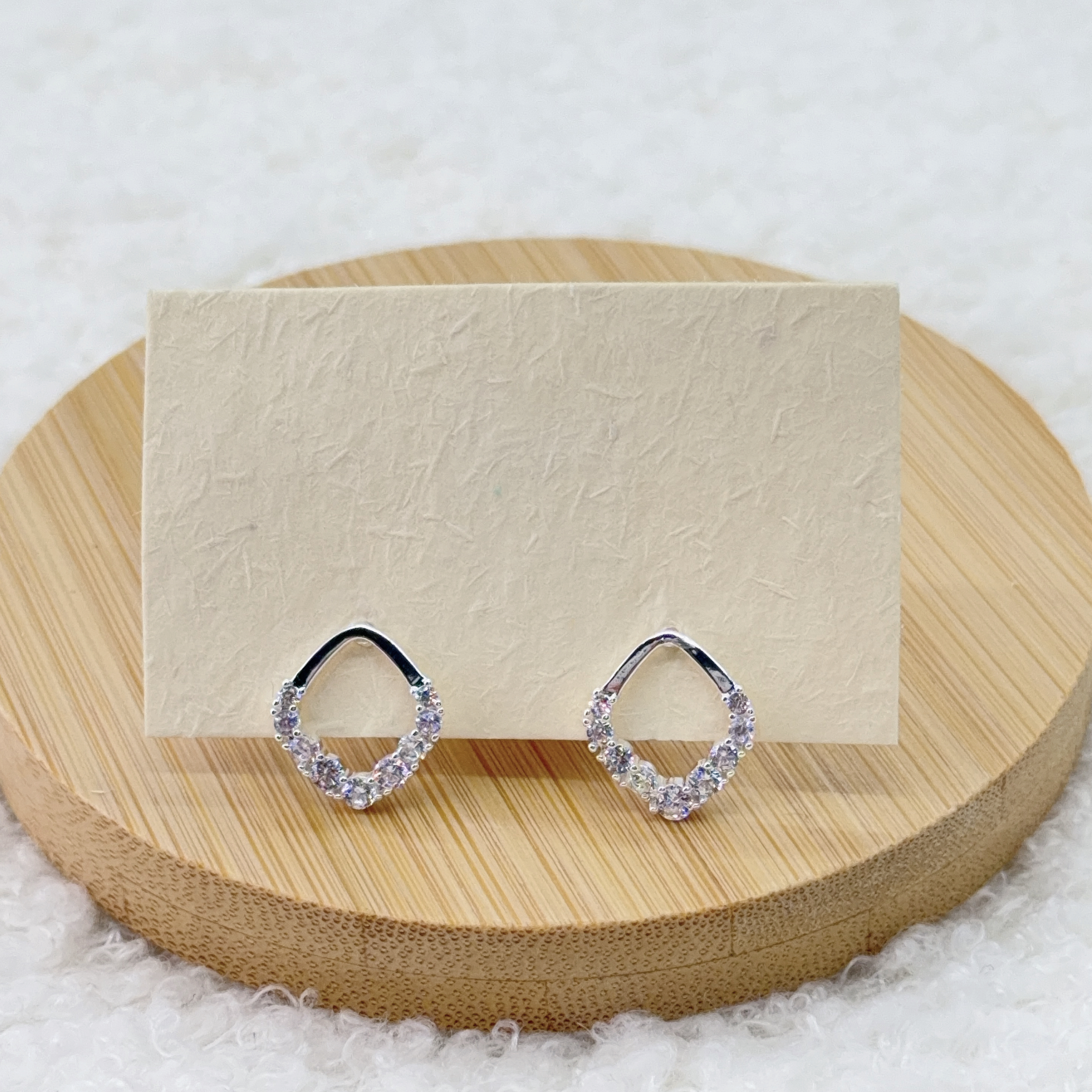 微鑲菱形耳環 (925 Silver Post)