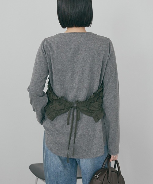 裹胸前設計感後綁帶上衣
