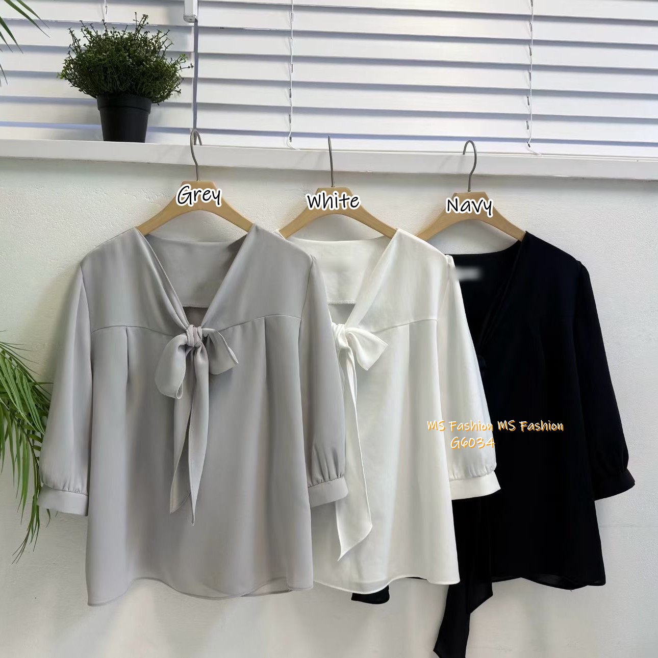 G6034 韓國🇰🇷V領大蝴蝶top