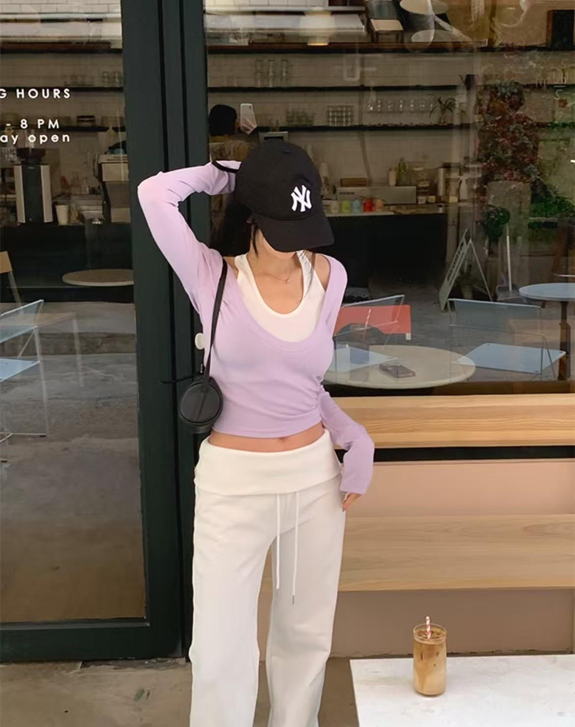 C06 假兩件拼色Top