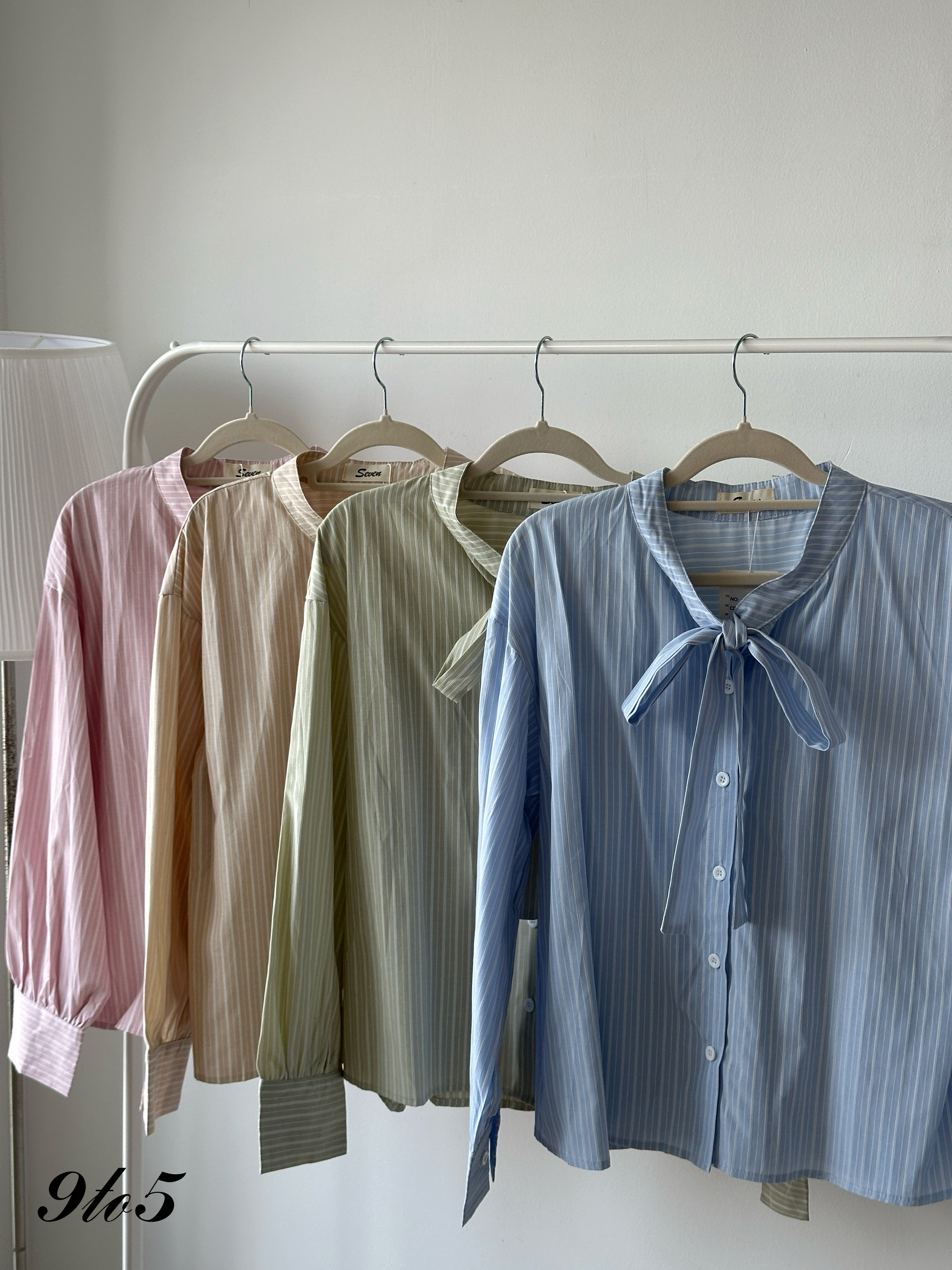 T4247 Bow-tie Stripe Shirt - 4 Colors 