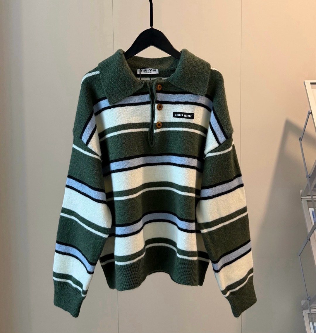 Miu Miu Striped Polo Knit Sweater 條紋 Polo 針織冷衫