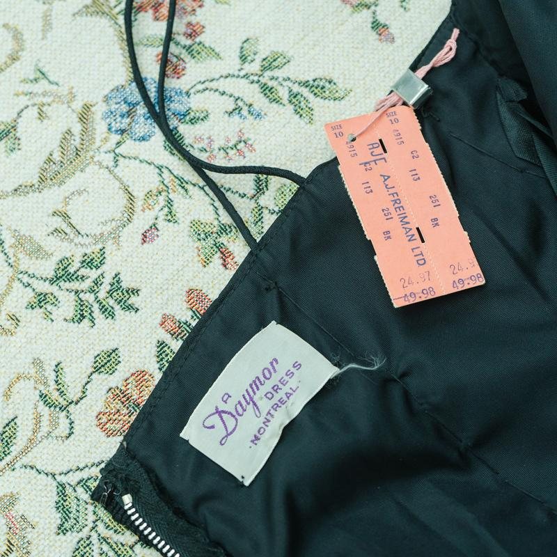 RARE！C.a. 1960s "Daymore" Black and White Embroidered Organza Cocktail Dress - New Old Stock from A. J. Freiman Department Store