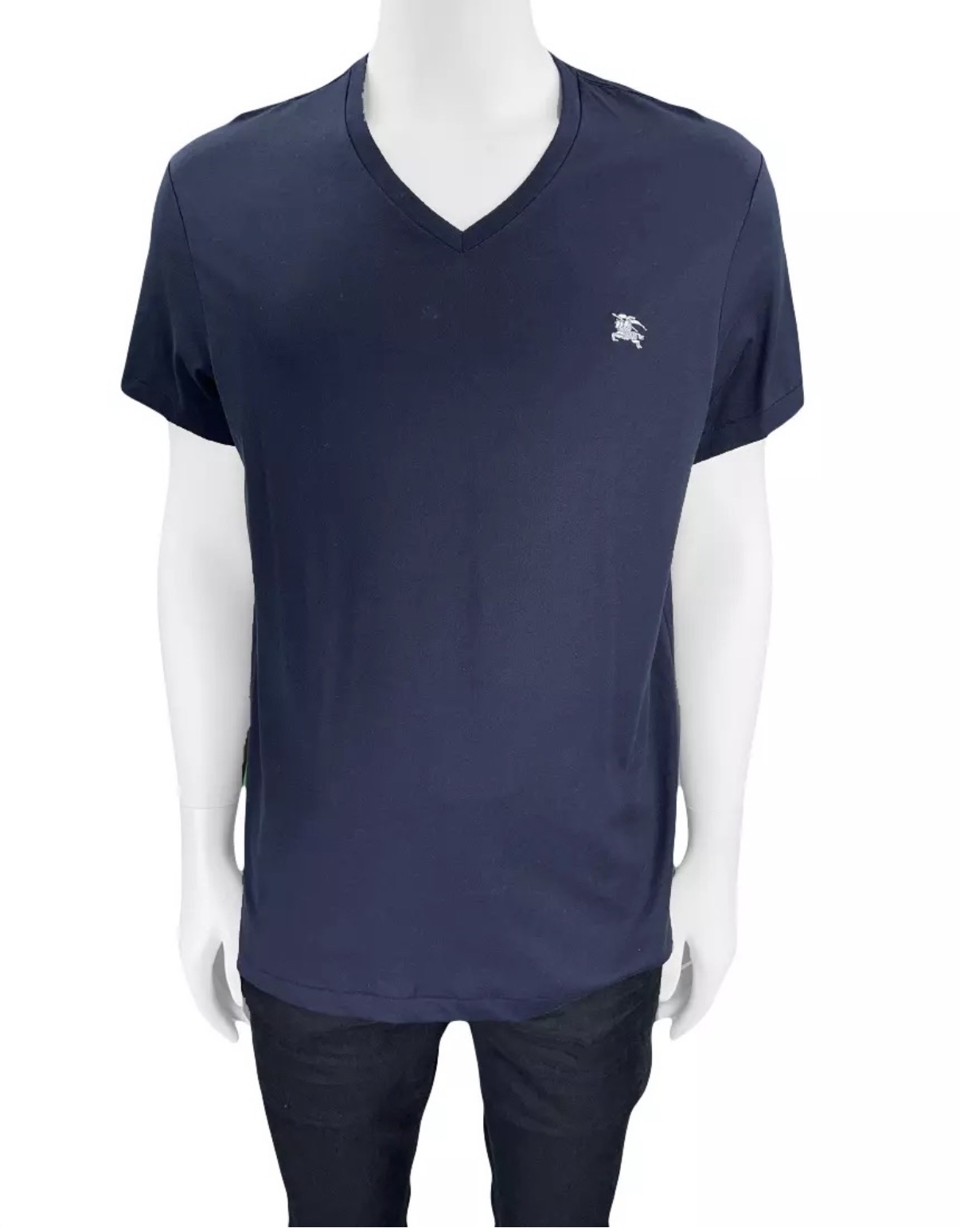 Burberry 經典車花logo v領tee 深藍色tee xs 