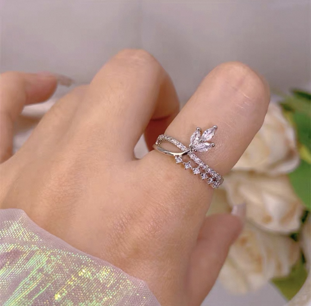 真金电镀轻奢开口可调节戒指