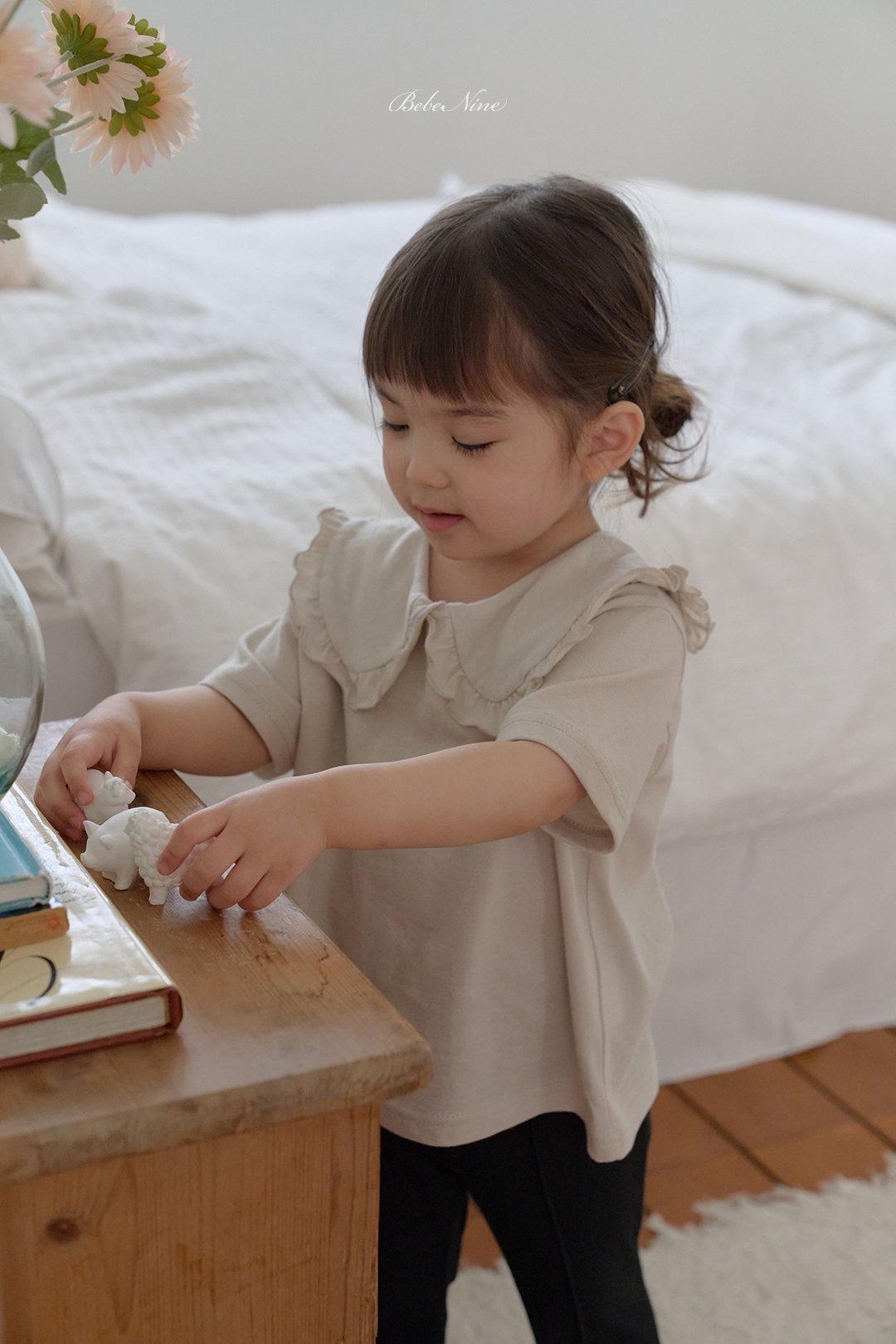 ☀️預訂 韓國直送☀️🇰🇷Bebenine三色荷葉邊翻領純棉短袖上衣