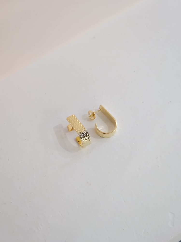 Hammered Huggie Hoops Stud Earrings