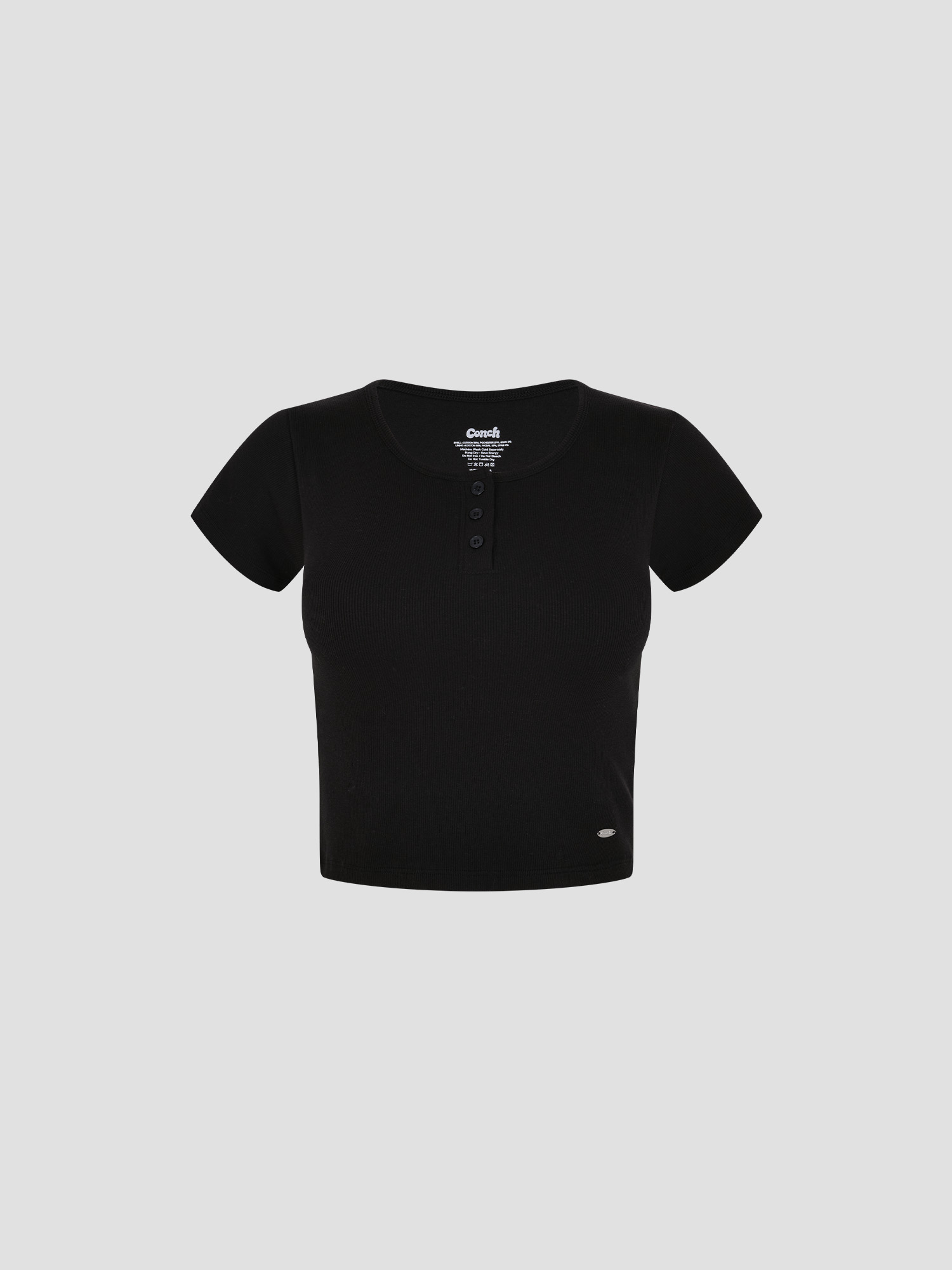 【連胸墊半開鈕扣TOP】預購_Cap-embedded Henry Neck T-shirt by Conch