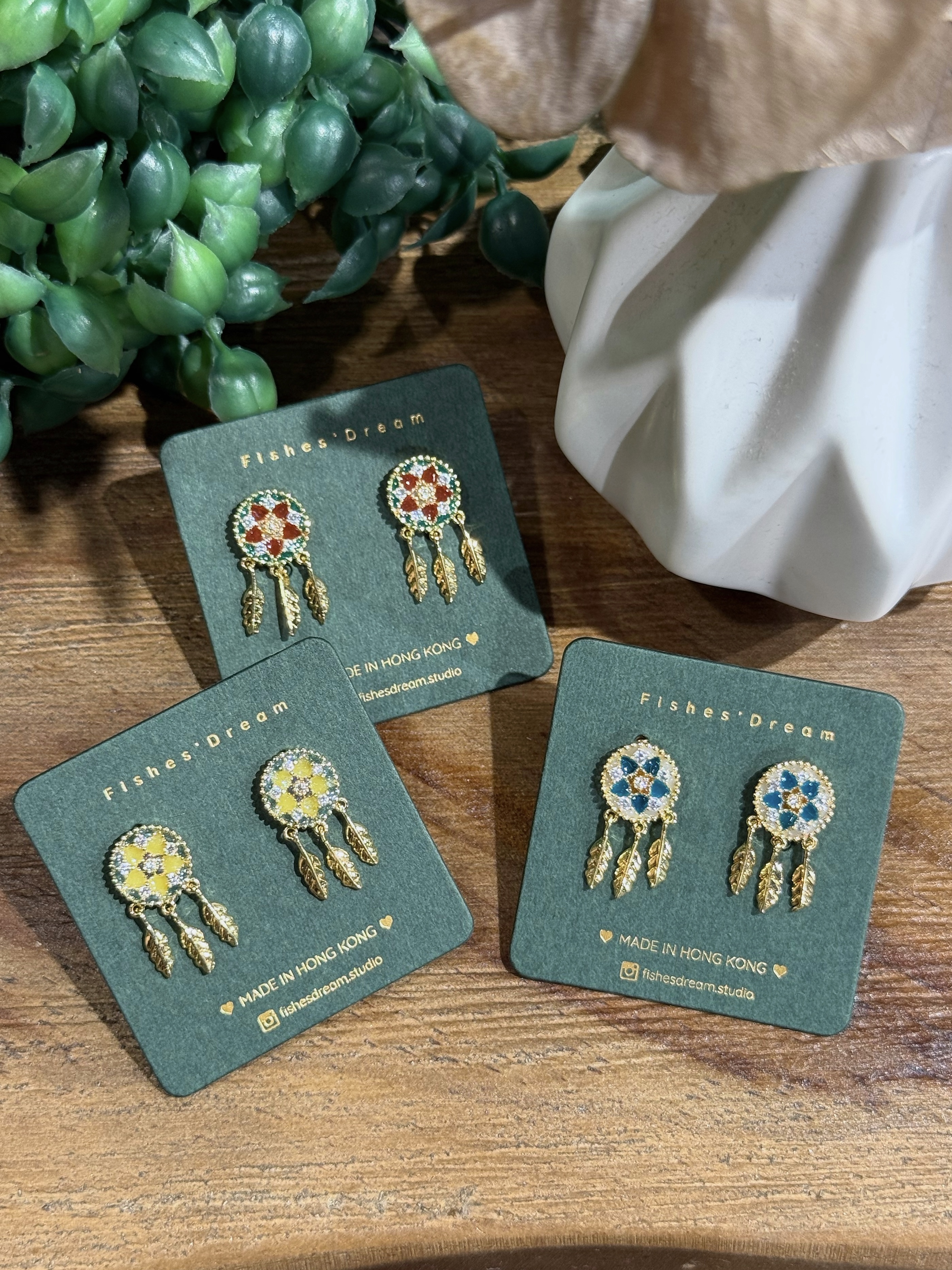 夢罟 I Dreamcatcher I Stud Earrings | 耳釘固定的垂飾耳環