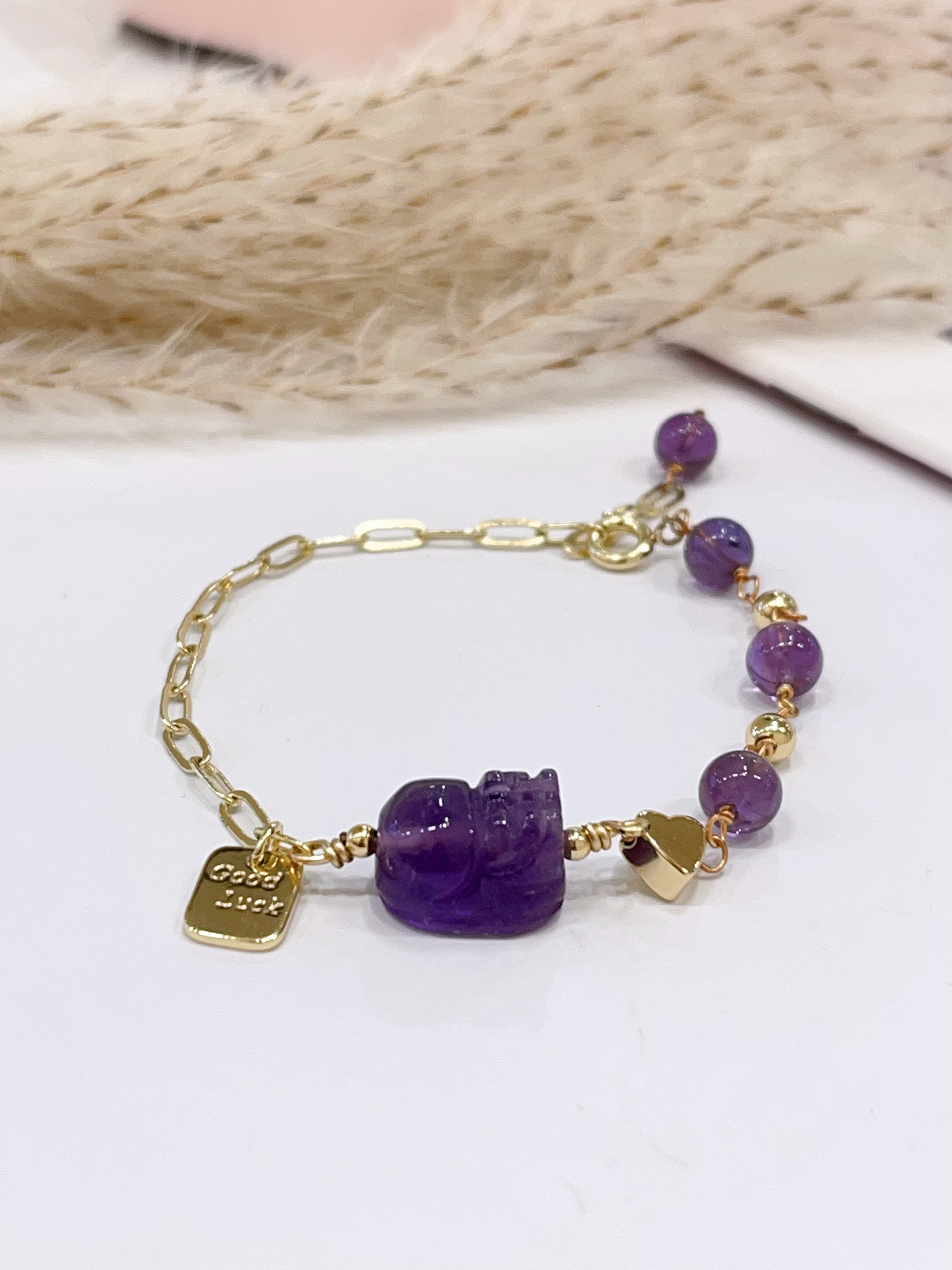 💜 紫水晶 × 紫水晶貔貅手串 Amethyst & Amethyst Pixiu | 6mm 