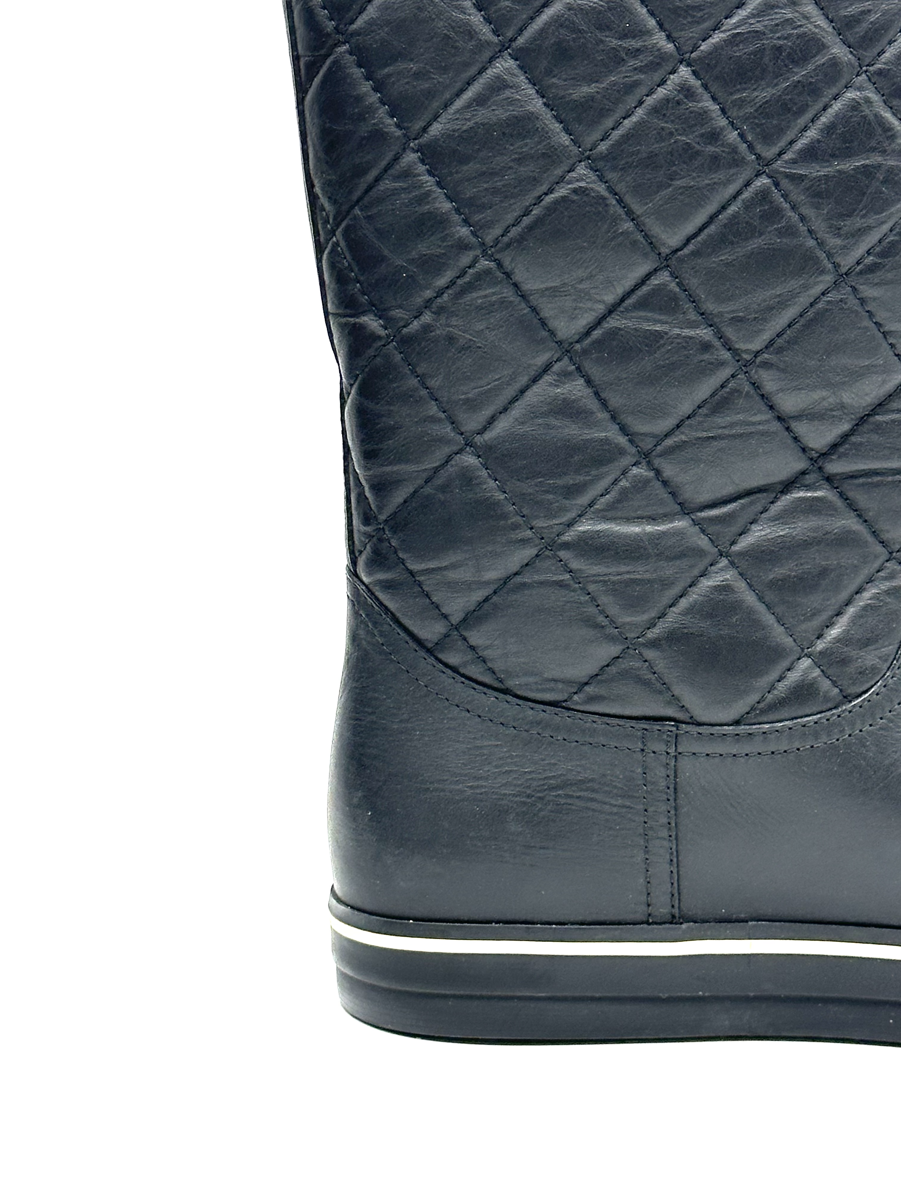 Pre-owned Chanel black quilted leather mid-calf boots / Product Code: 26040406