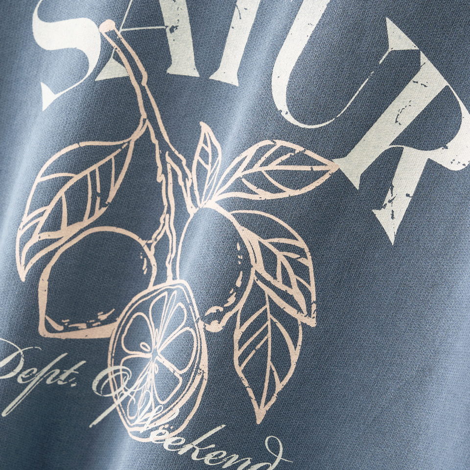 [SATUR] Citron Drawing Washed Crop Hoodie W (2色)