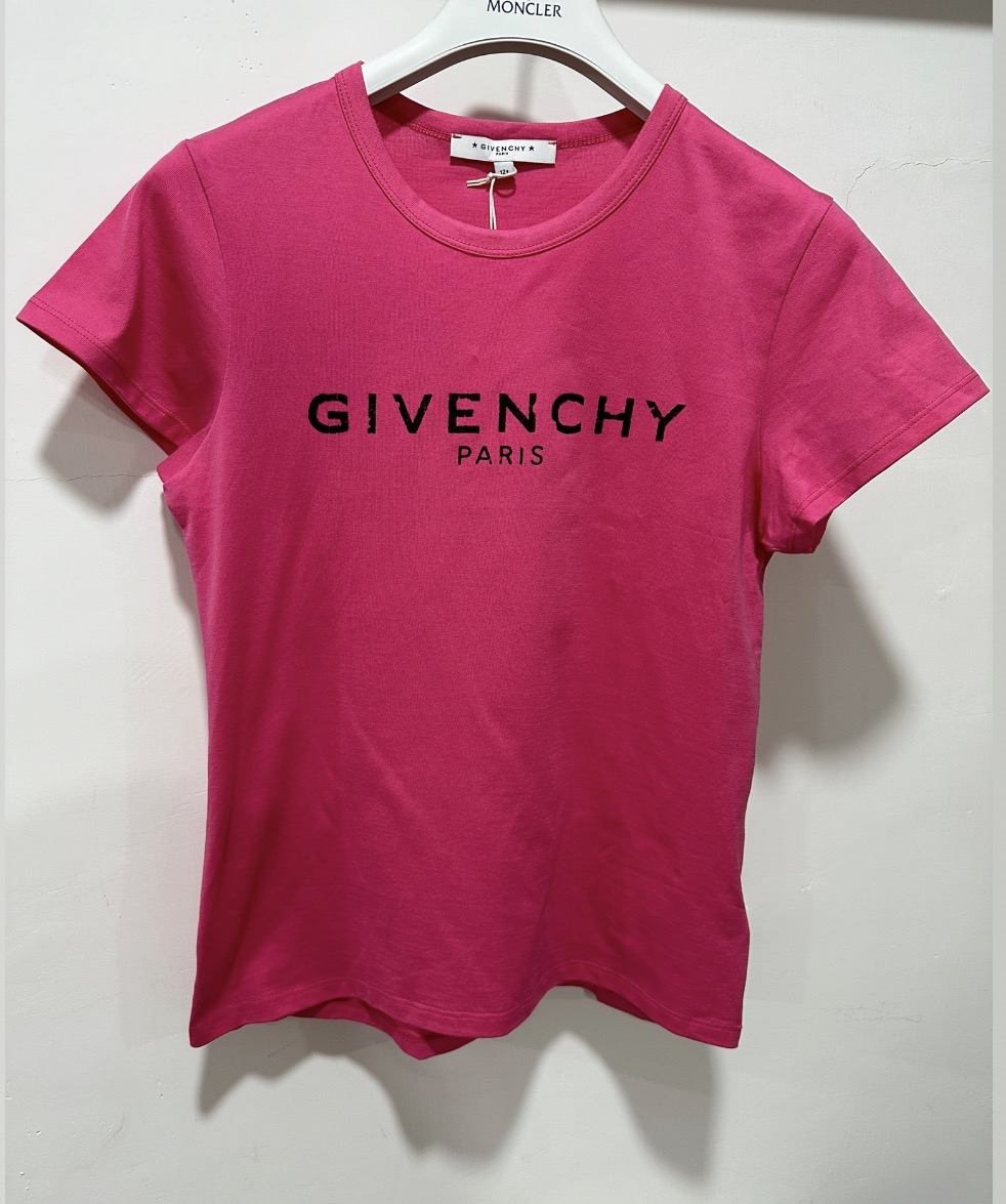 Givenchy 黑色Logo print桃紅色Tee