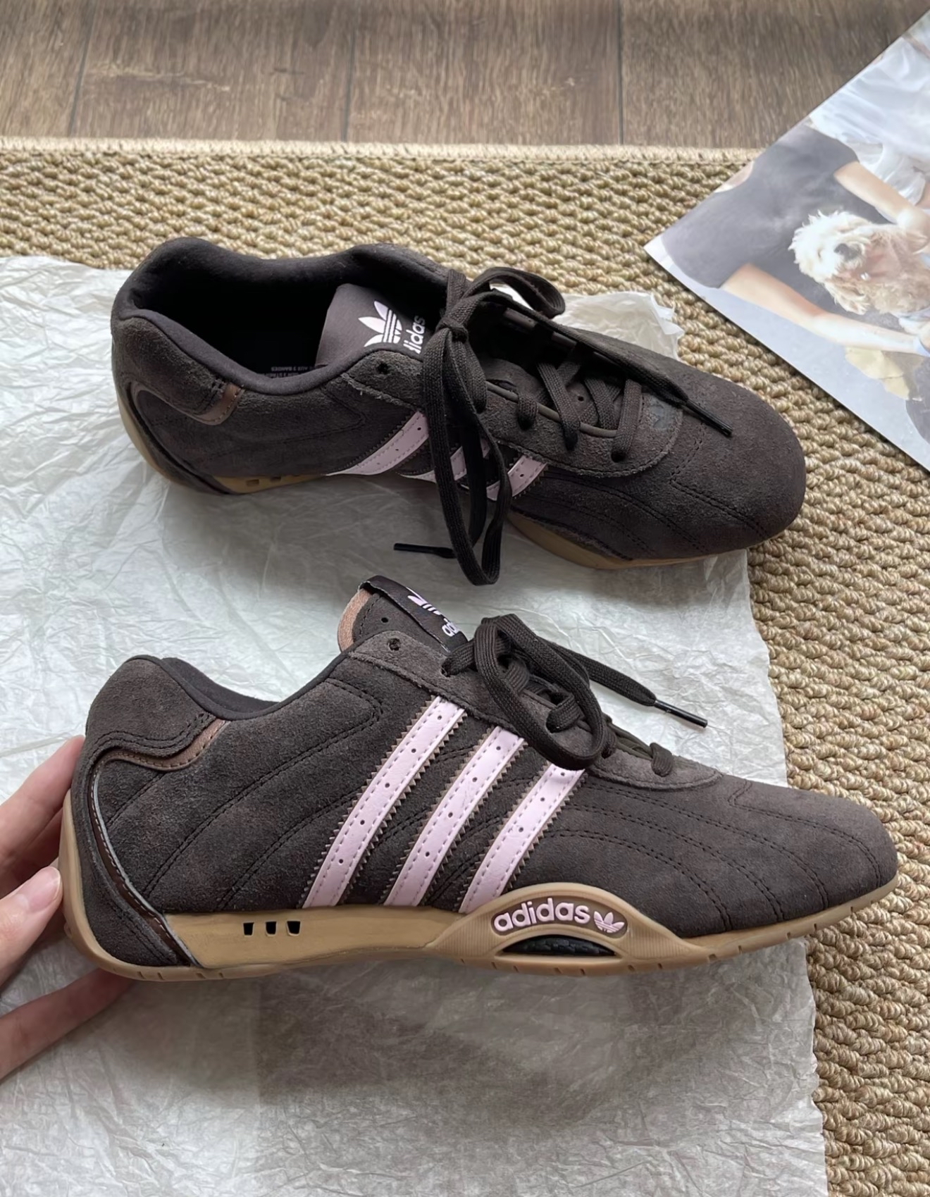 JR8867 Adidas Adiracer Lo Dark Brown Clear Pink Gum JR8867