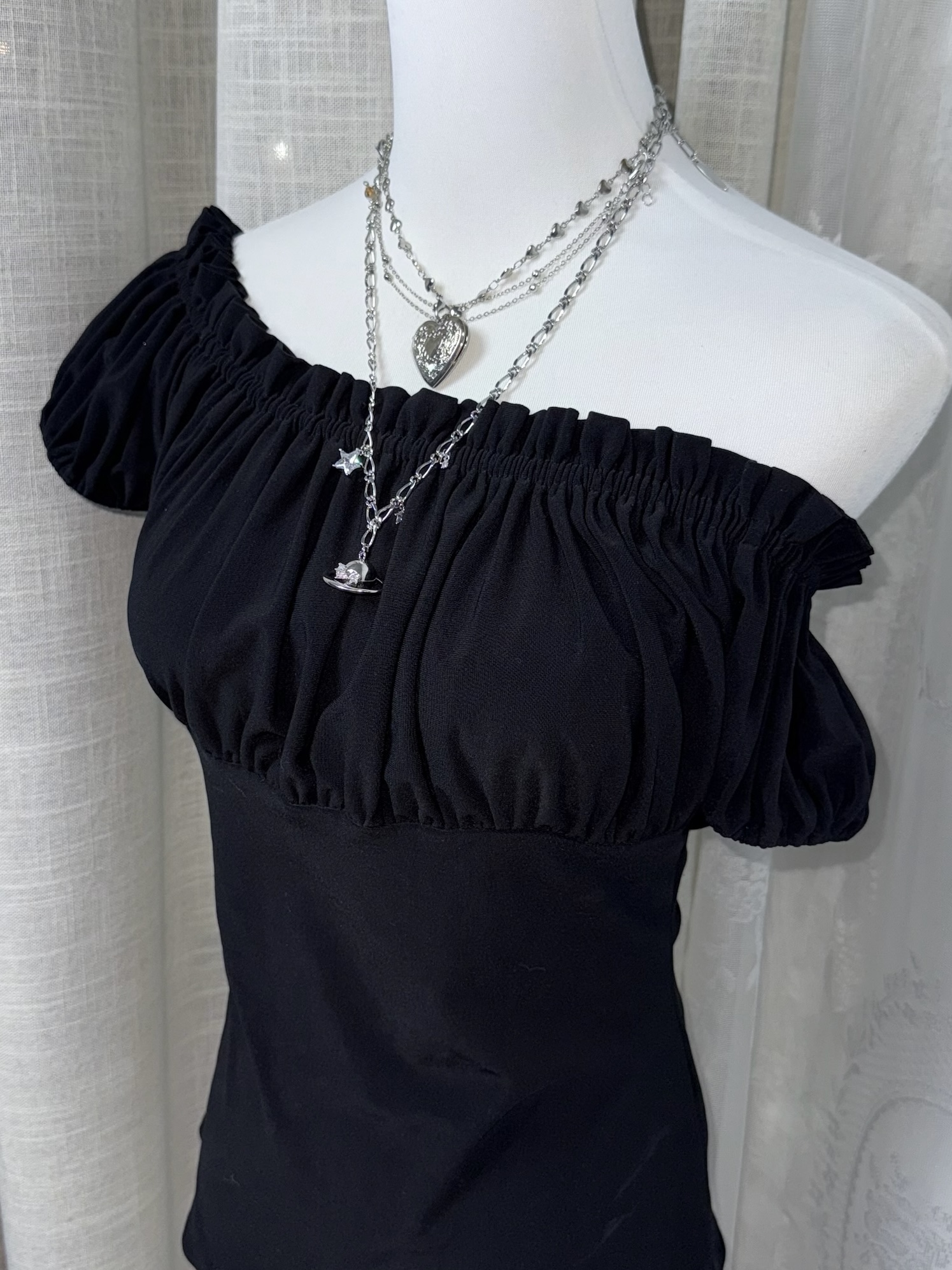 Off-The-Shoulder Ruched Frill Top