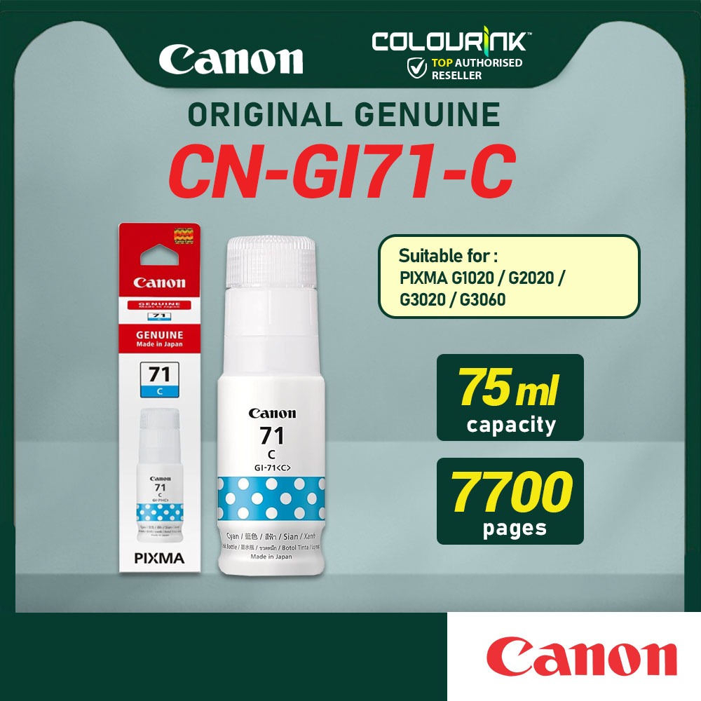 Canon Ink Bottle GI-71 Black Cyan Magenta Yellow MC-G02 Maintaince Cartridge for G1020 G2020 G3020 G3060