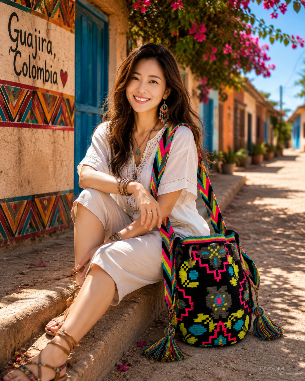 【背得起嘅藝術品】哥倫比亞正宗 Wayuu Mochila 手工民族編織袋  [預計 : 6月中至尾發貨] (PO-WY-BLKPNK-G05)