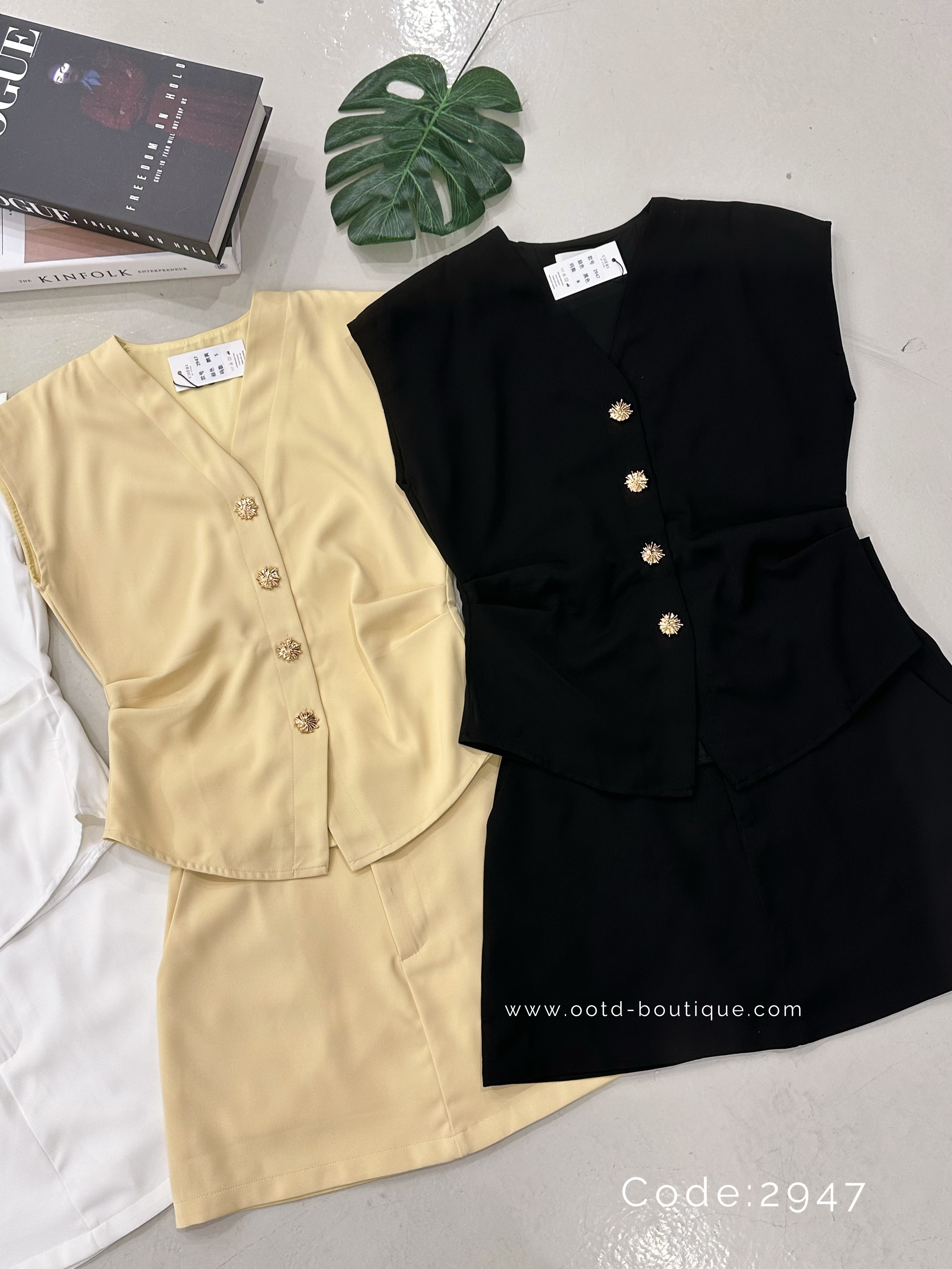 2947 PREMIUM VEST SET WITH BELT 高级感西装马甲套装 
