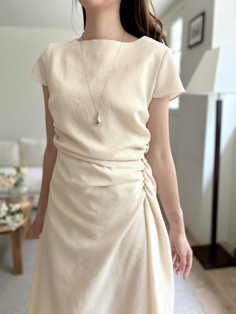 Belle Ruched Dress (Cream)