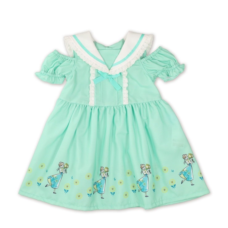 🇯🇵限時預訂 日本直送🇯🇵Anna印花荷葉邊水手領露肩連身裙