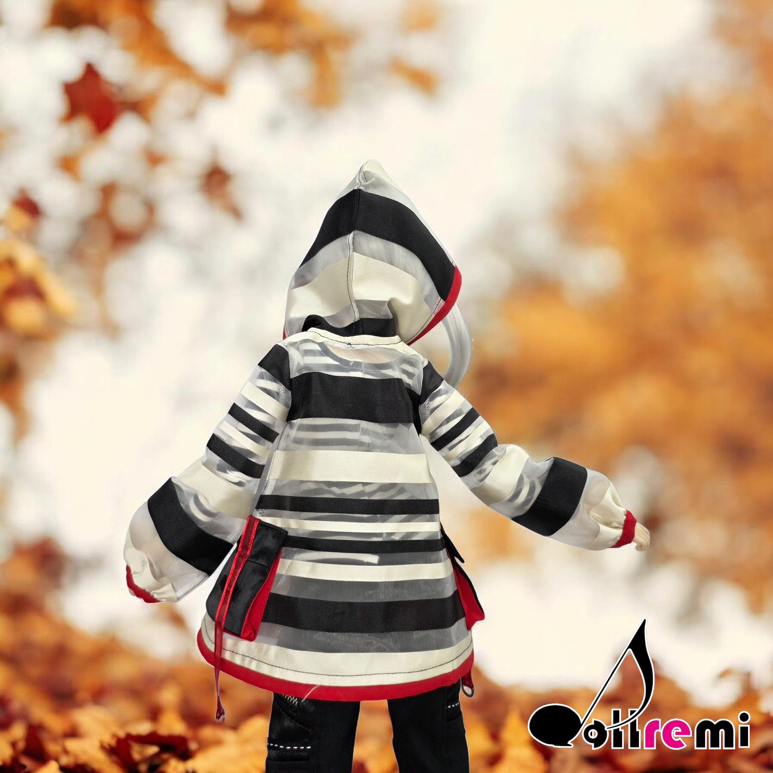 【dollremi】(DD0640)透明黑白間條外套 Sheer black and white striped jacket