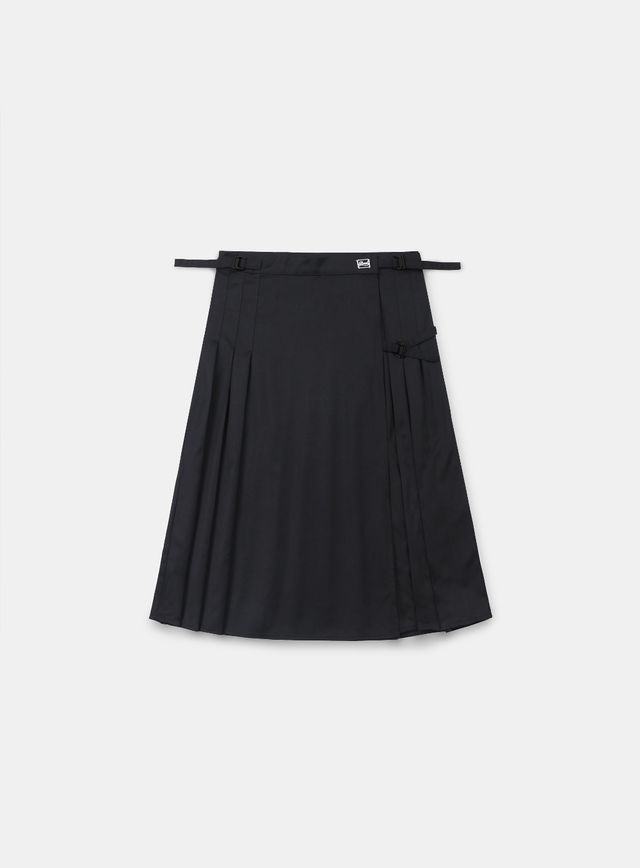 Badblood [w-skt24-051] pleated twill wrap skirt - black | KAZUE