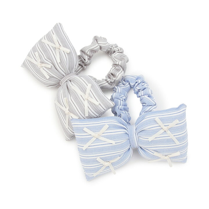 🇯🇵預訂 日本直送🇯🇵Petit Main兩色條紋蝴蝶結絲帶髮圈