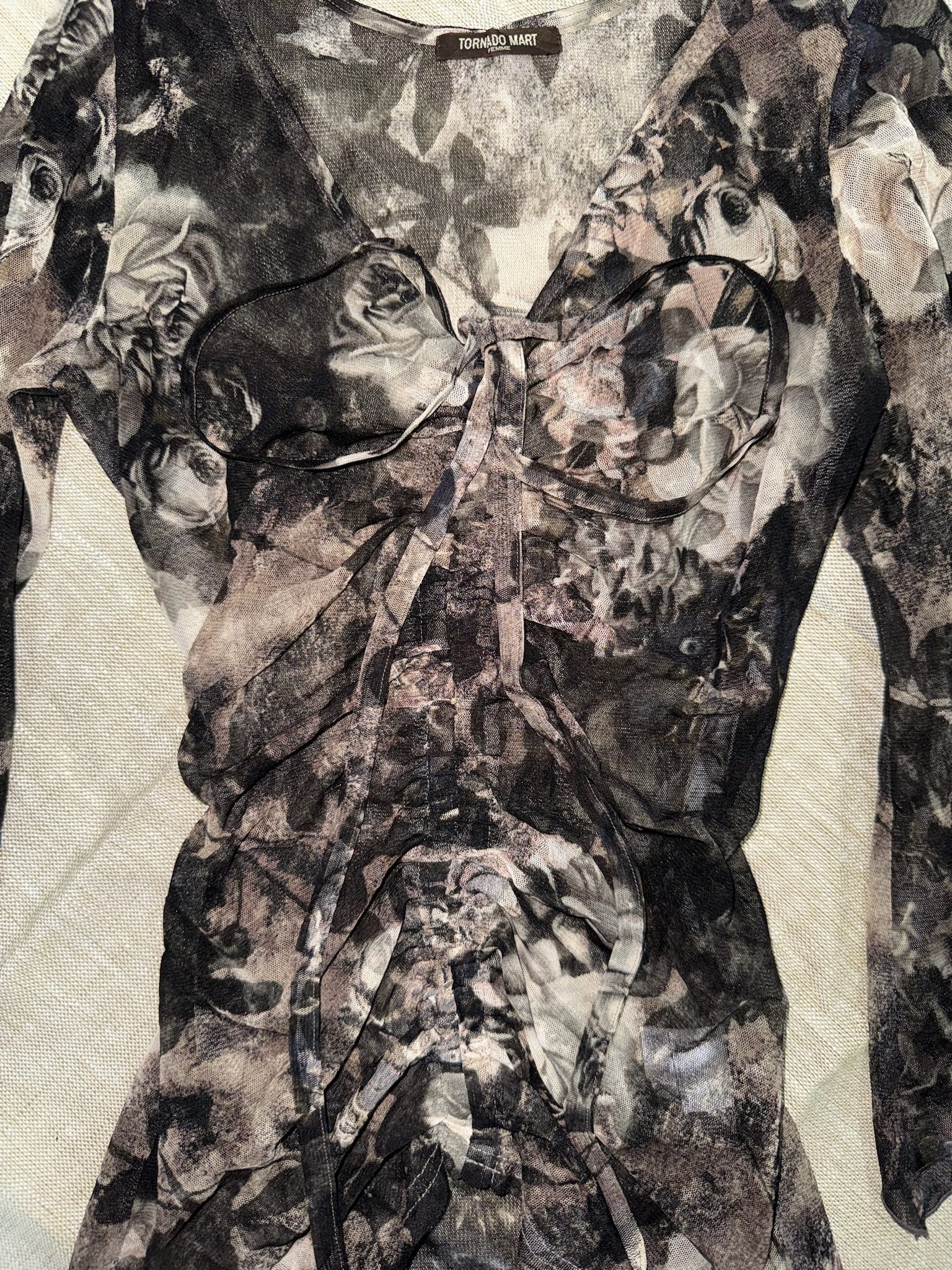 Floral Mesh Peplum Top