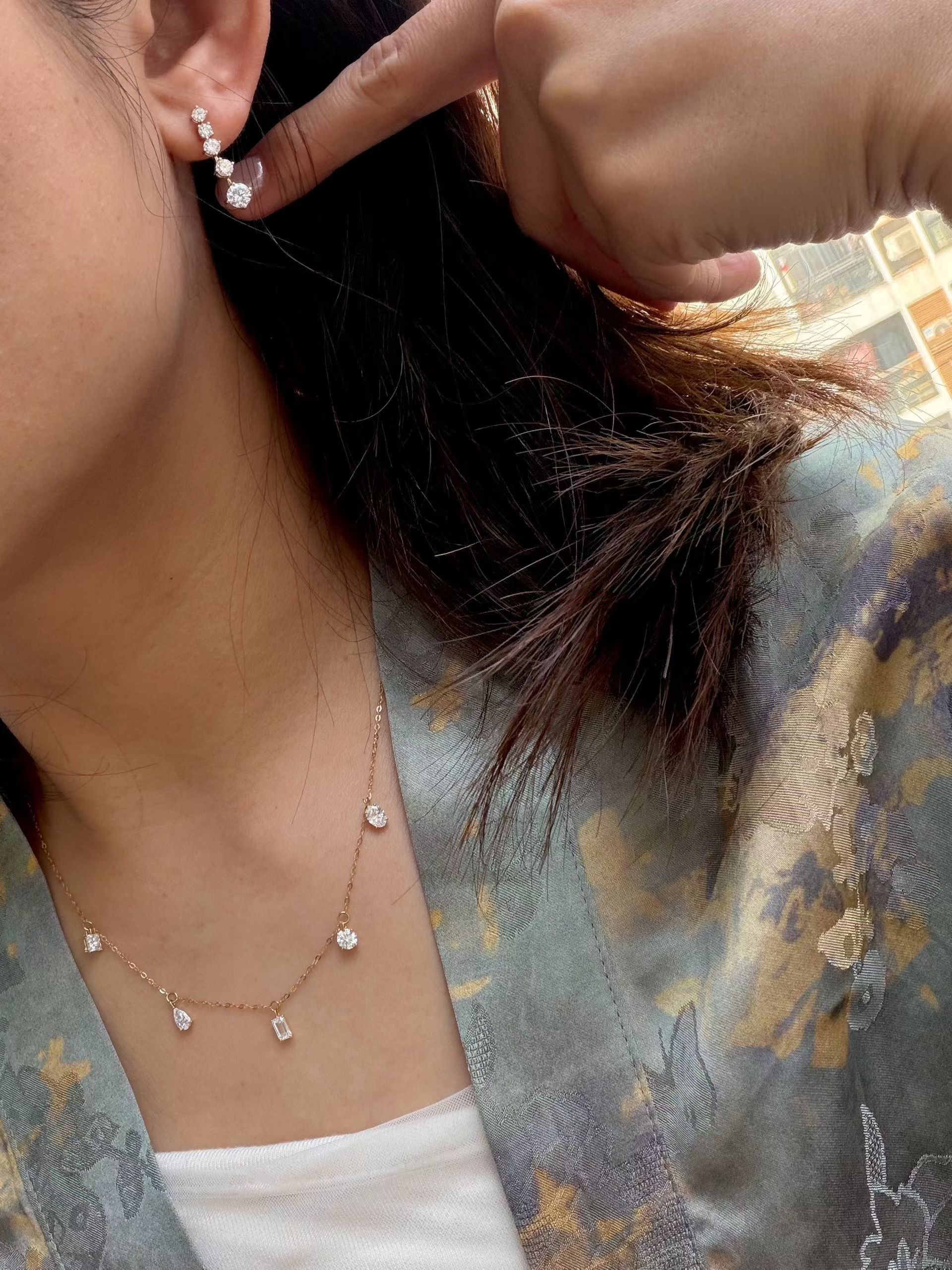 18K 培育鑽石耳環 D1.392ct